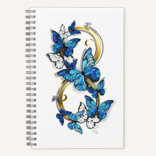Carnet Symbole infini de papillons Morpho bleus
