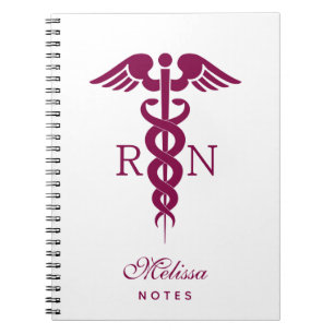 Carnet Symbole Médicale rouge Caduceus Nurse