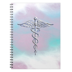 Carnet Symbole Médicale Silver Caduceus Mère Pearl Décor