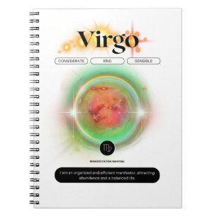 Carnet Symbole moderne Zodiac Virgo Quote Élément Terre