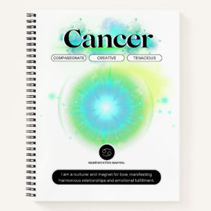Carnet Symbole moderne Zodiaque Cancer Quote d'eau Élémen