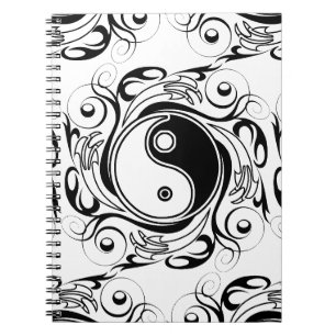 Carnet Symbole Yin & Yang Tatouage Noir et Blanc