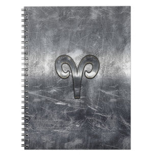 Carnet Symbole Zodiac Aries en acier argenté