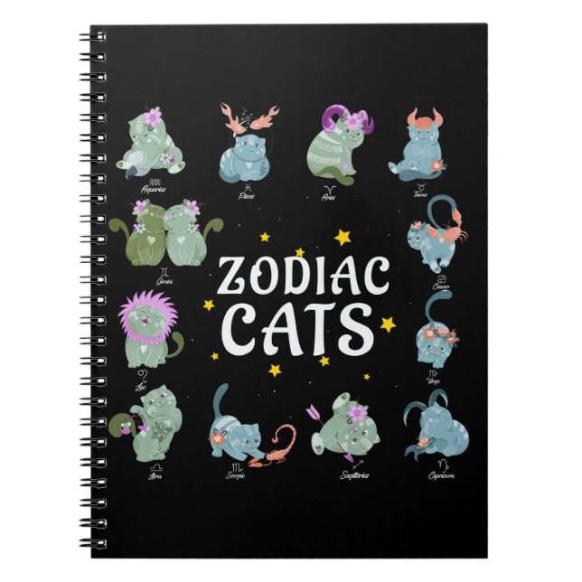 Carnet SYMBOLE Zodiaque Cute Astrologie Amoureux des chat (Devant)