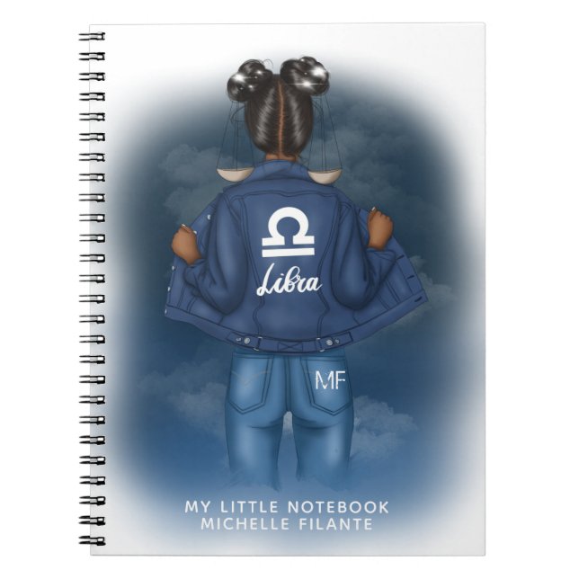 Carnet SYMBOLE Zodiaque de la Libra Afro-Américaine Perso (Devant)