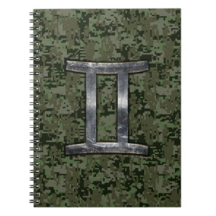 Carnet SYMBOLE Zodiaque Gemini sur Camouflage numérique v
