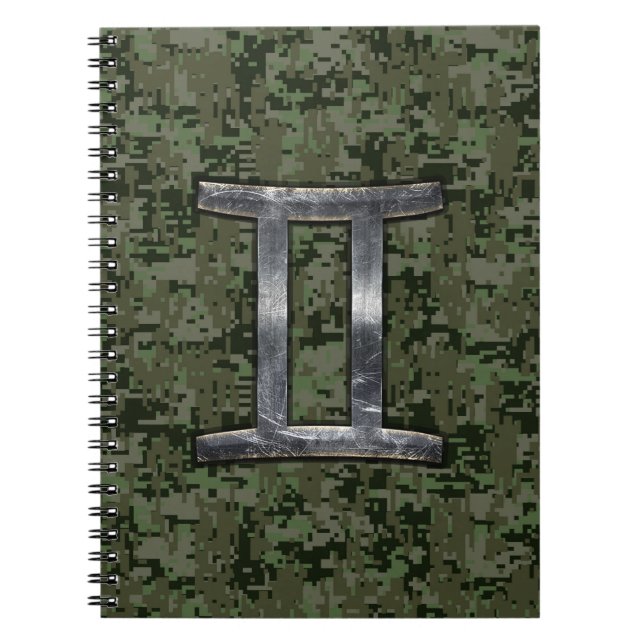 Carnet SYMBOLE Zodiaque Gemini sur Camouflage numérique v (Devant)