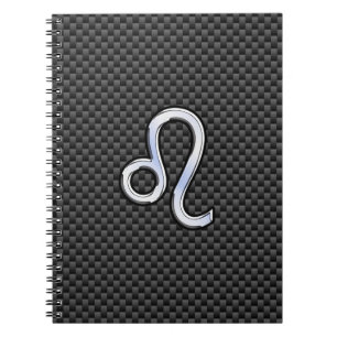 Carnet Symbole Zodiaque Leo d'argent sur l'impression de