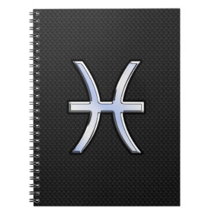 Carnet Symbole zodiaque Pisces sur le décor de peau de se