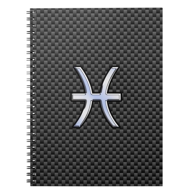 Carnet Symbole zodiaque Pisces sur l'impression de fibre  (Devant)