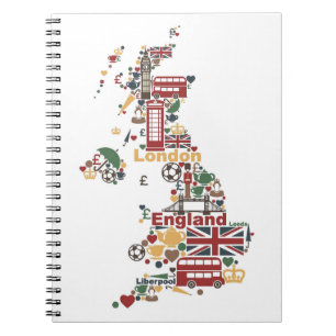 Carnet Symboles de carte de l'Angleterre