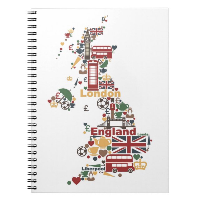 Carnet Symboles de carte de l'Angleterre (Devant)