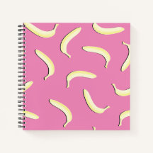 Sympa Banana Motif Spiral Notebook rose Jaune