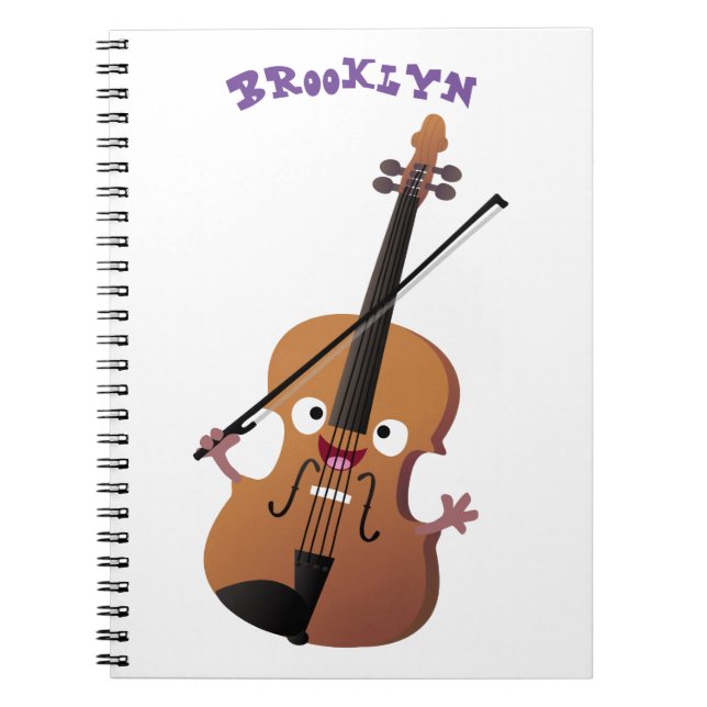 Carnet Sympa drôle violon personnage de dessin animé (Devant)