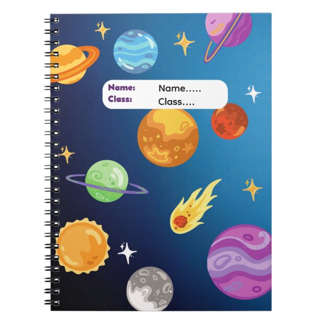 Carnet Système solaire avec Soleil et Planètes Personnali (Devant)