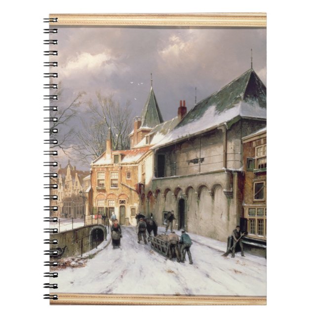 Carnet T31117 une vue d'une ville néerlandaise en hiver (Devant)