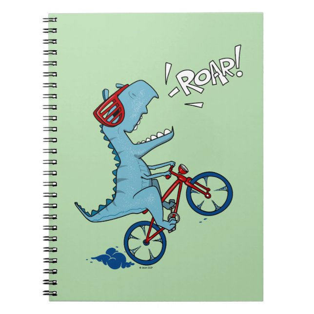 Carnet T-Rex fait du vélo et rugit (Devant)