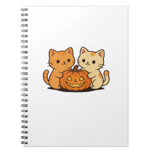 Carnet T-shirt chat mignon d'Halloween � Deux chats Kawai