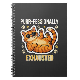 Carnet T-shirt chat mignon professionnellement épuisé