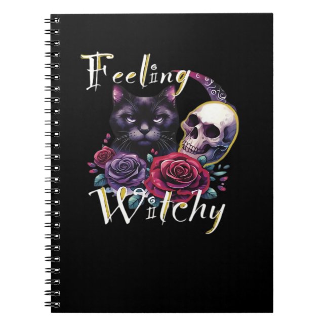 Carnet T-Shirt classique de chat noir en cuisine (Devant)