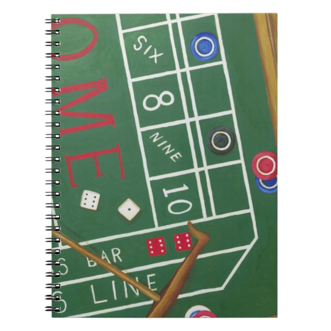Carnet Table Casino Craps avec chips et dés (Devant)