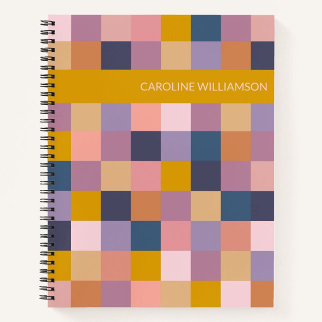 Carnet Tableau de bord géométrique en violet personnalisé (Devant)