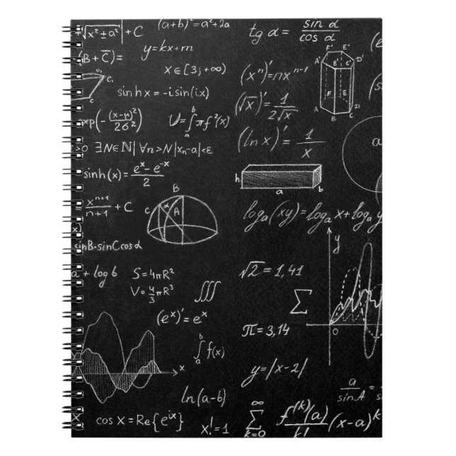 Carnet Tableau noir inscrit avec des formules scientifiqu (Devant)