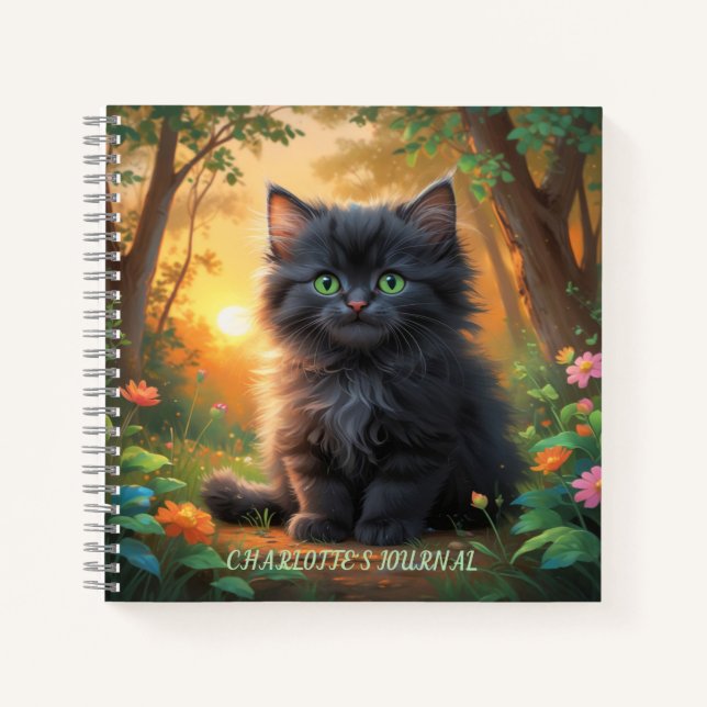 Carnet Tableau noir Kitten en Forêt d'Or (Devant)