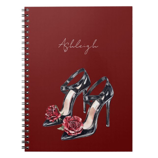 Carnet Talons Hauts Fleur Rose Noir et Rouge (Devant)