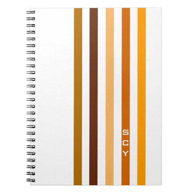 Carnet Tan Brown Orange Vertical Stripes Monogramme (Devant)