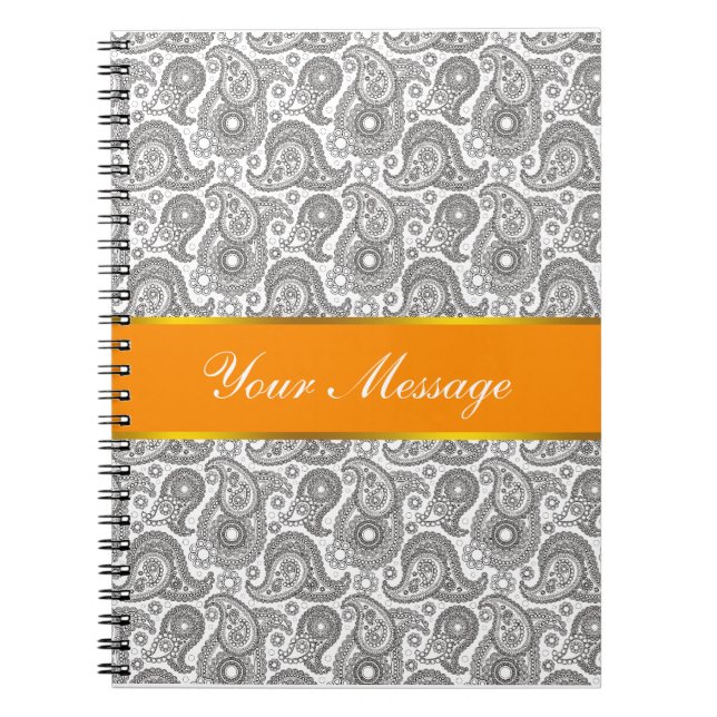 Carnet Tangerine Black Paisley (Devant)