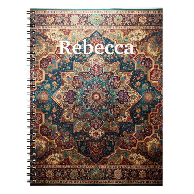 Carnet Tapis persan traditionnel avec votre nom (Devant)