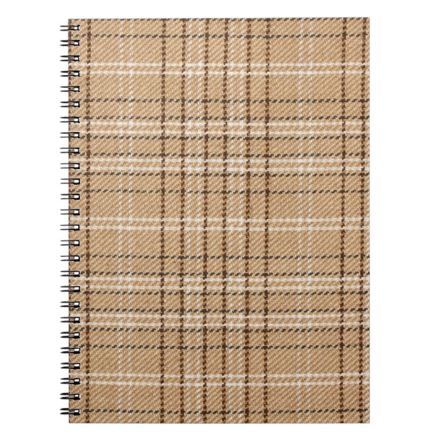 Carnet Tartan Beige : Tissu Plaid Classique. (Devant)