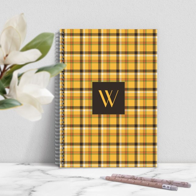 Carnet Tartan Brown Monogramme moderne (Modern Monogram Brown Plaid Tartan Notebook)