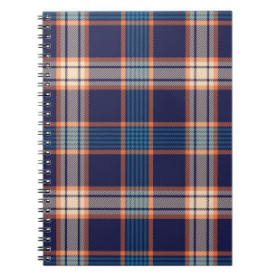 Carnet Tartan plaid, texture marine colorée.