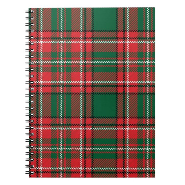 Carnet Tartan traditionnel : motif plaid rouge-vert. (Devant)