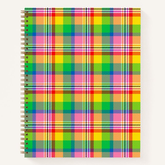 Carnet Tartan vert rose (Devant)