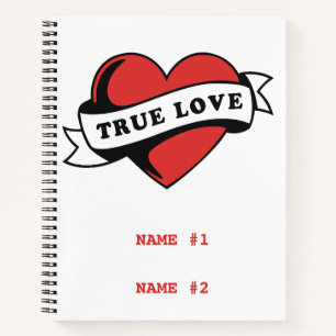 Carnet Tatouage de cœur de véritable amour   Conception d