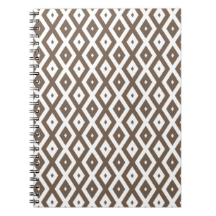 Carnet Taupe motif diamant brun et blanc