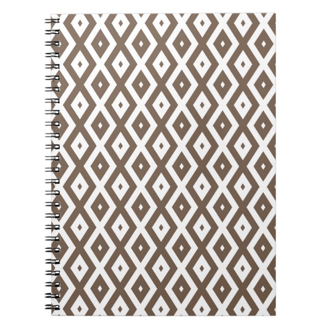 Carnet Taupe motif diamant brun et blanc (Devant)