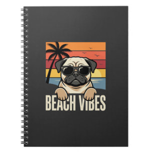 Carnet Tchiens de Pug ambiance de plage Coucher de soleil