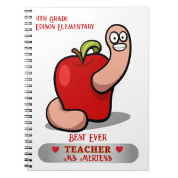 Carnet Teacher Appréciation Worm in Apple Ajouter un nom