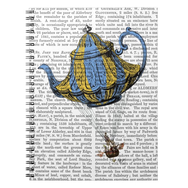 Carnet Teapot volant 3 bleu et jaune (Devant)