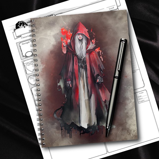 Carnet Técherie | Sorcière rouge aux ombres gothiques du  (Créateur téléchargé)