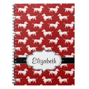 Carnet Teckels rouges de damassé