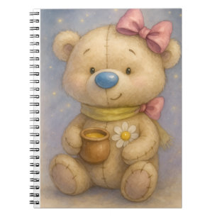Carnet Teddy avec une corse rose et un pot de miel par Na