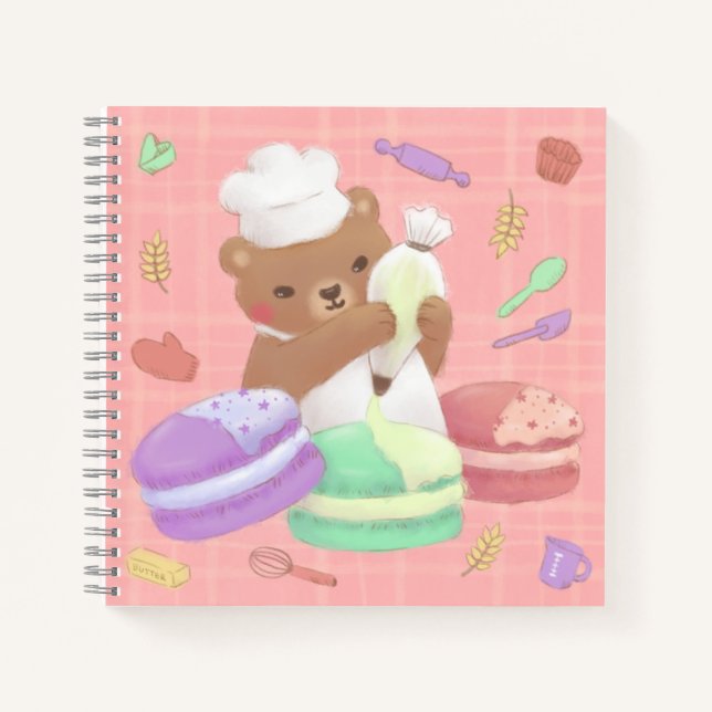 Carnet Teddy le Baker avec Macarons (Devant)