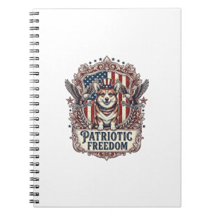 Carnet Tee-shirt graphique vectoriel Corgi patriotique_1