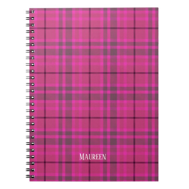 Carnet Tendance préppy rose & violet plaid (Devant)