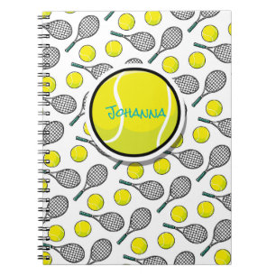 Carnet Tennis Ball Racquet Jaune Blanc Aqua Noir NOM